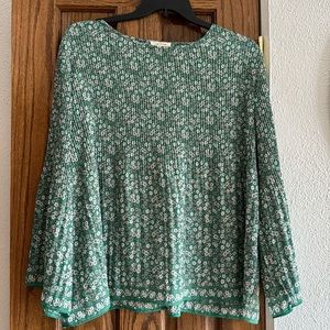 Green blouse with cute white  flowers